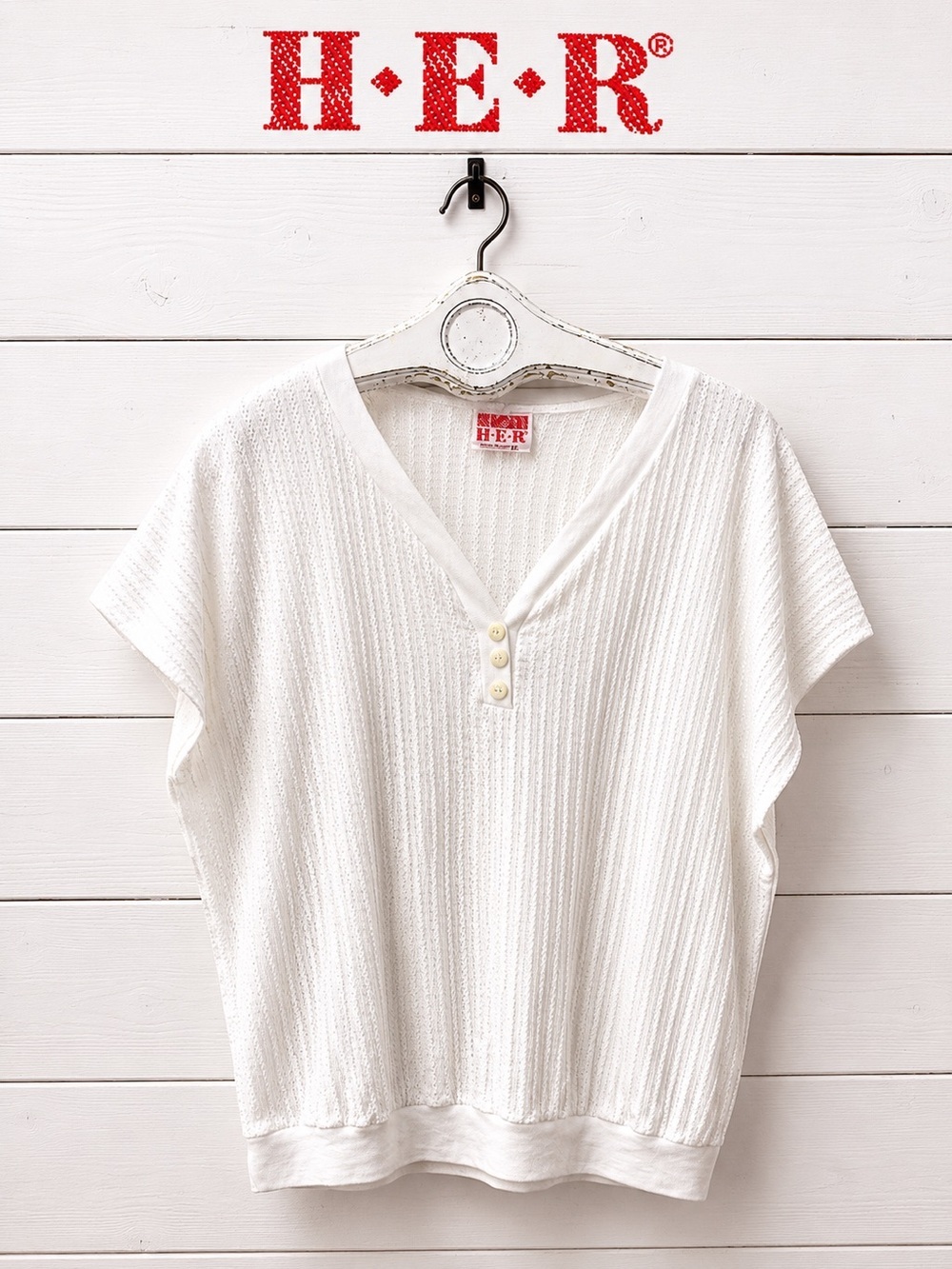 HER White Textured Knit Dolman Top Size 3X run small
